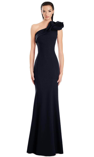 Alexander by Daymor 3076S25 - One-Shoulder Rosette Mermaid Gown Mother of the Bride Dresses 4 / Black