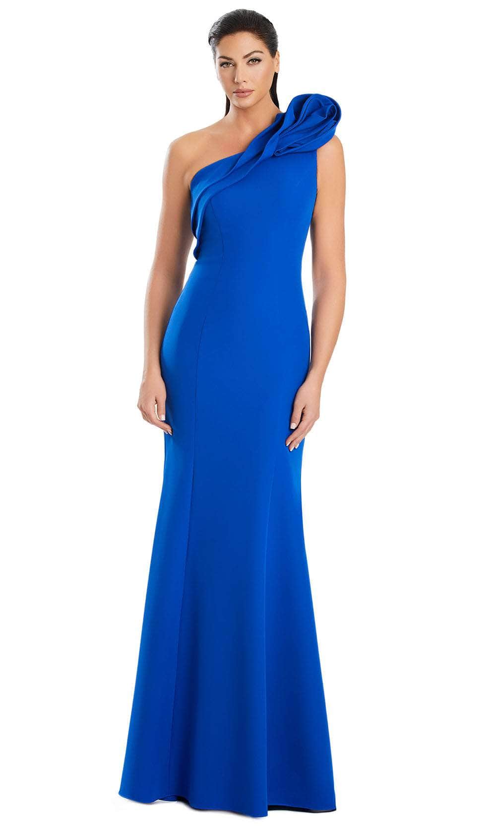 Alexander by Daymor 3076S25 - One-Shoulder Rosette Mermaid Gown Mother of the Bride Dresses 4 / Blue