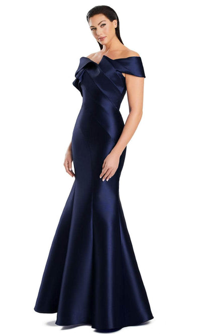 Alexander by Daymor 3079S25 - Short Sleeve Mermaid Dress Formal Gowns 4 /  Navy
