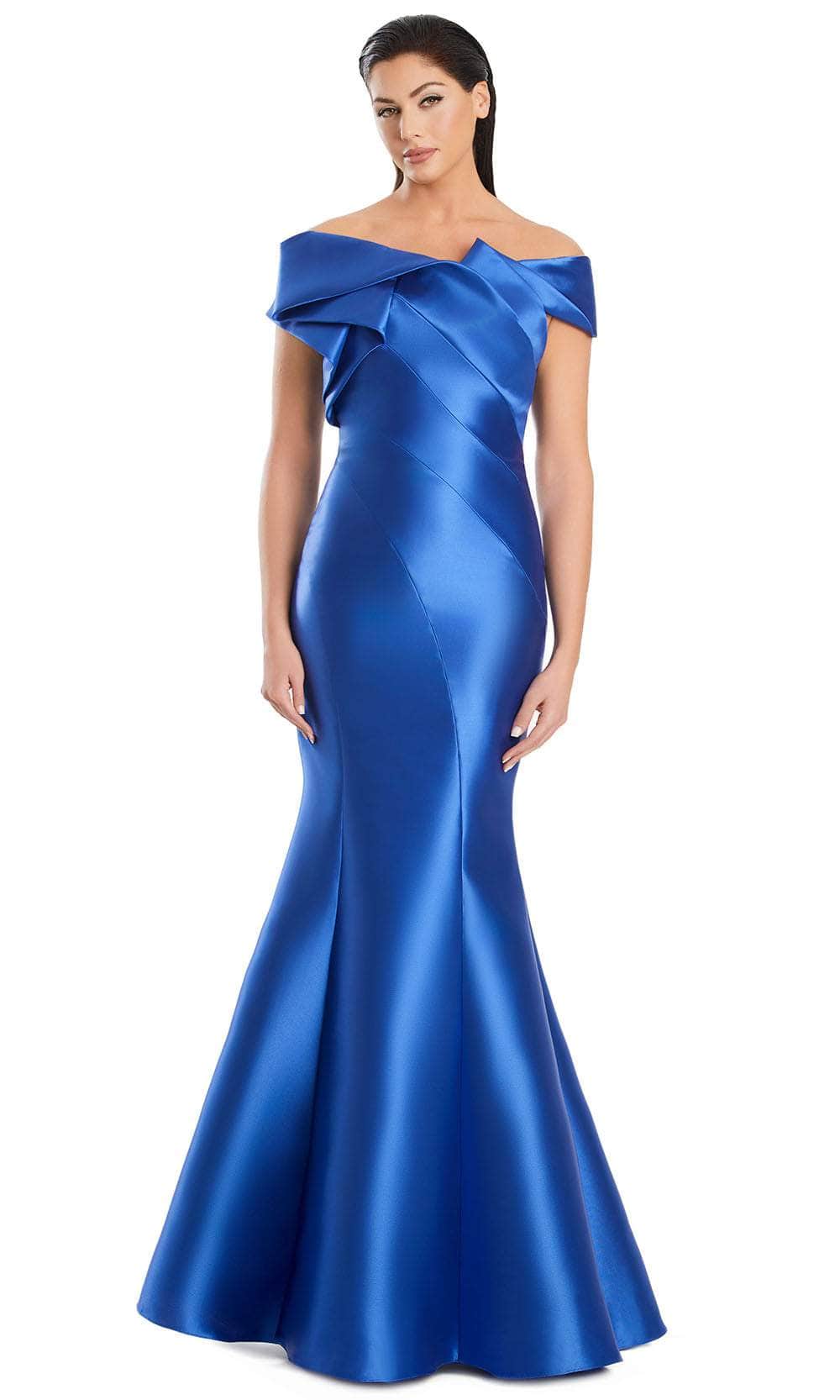 Alexander by Daymor 3079S25 - Off-Shoulder Seamed Bodice Mermaid Gown Formal Gowns 4 / Royal