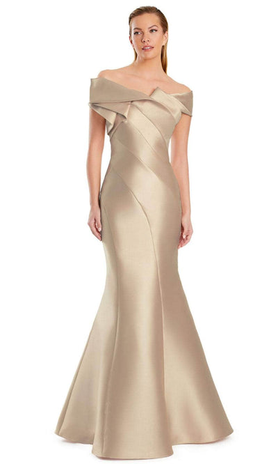 Alexander by Daymor 3079S25 - Short Sleeve Mermaid Dress Formal Gowns 4 /  Wheat