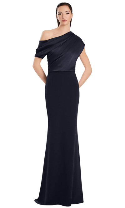 Alexander by Daymor 3083S25 - Draped One-Shoulder Sheath Gown Mother of the Bride Dresses 4 / Black