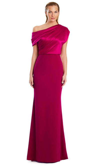 Alexander by Daymor 3083S25 - Blouson Bodice One Shoulder Gown Mother of the Bride Dresses 4 /  Cranberry
