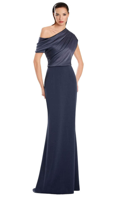 Alexander by Daymor 3083S25 - Draped One-Shoulder Sheath Gown Mother of the Bride Dresses 4 / Graphite