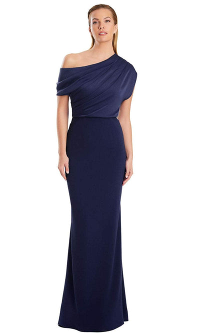 Alexander by Daymor 3083S25 - Draped One-Shoulder Sheath Gown Mother of the Bride Dresses 4 / Midnite