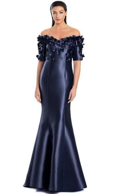 Alexander by Daymor 3084S25 - Sweetheart Floral Applique Evening Gown Mother of the Bride Dresses 4 /  Navy