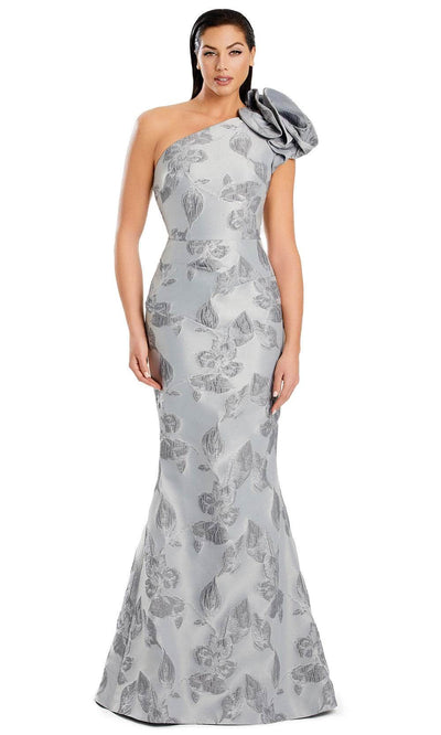 Alexander by Daymor 3085S25 - Sleeveless One Shoulder Textured Gown Evening Dresses 4 / Silver/Gray
