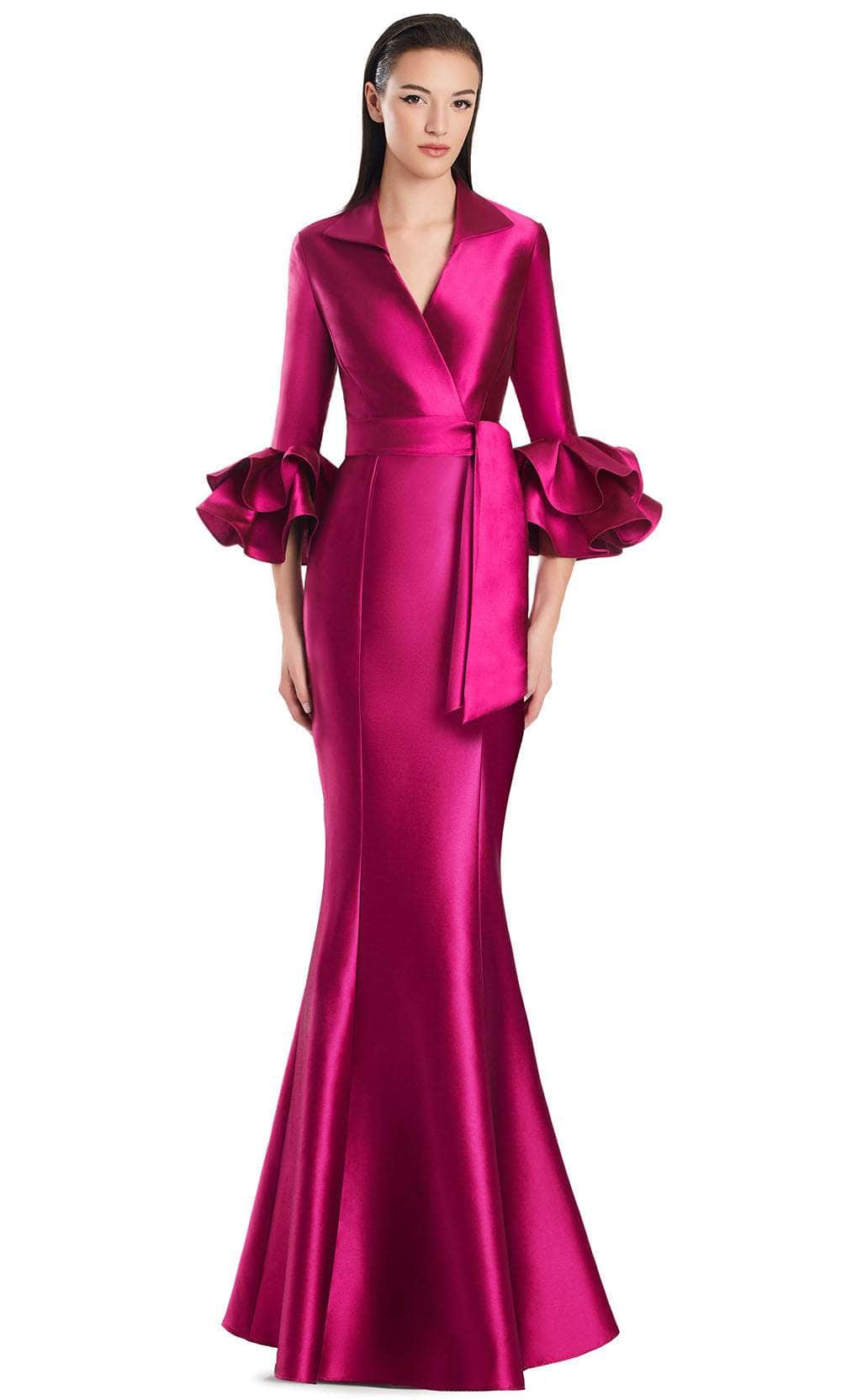 Alexander by Daymor 3087S25 - Wrap Bodice V-Neck Mermaid Gown Mother of the Bride Dresses 4 / Fuchsia