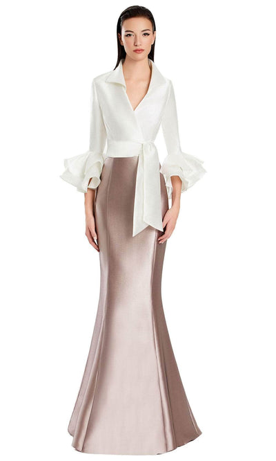 Alexander by Daymor 3087S25 - Wrap Bodice V-Neck Mermaid Gown Mother of the Bride Dresses 4 / Iced Mauve/White