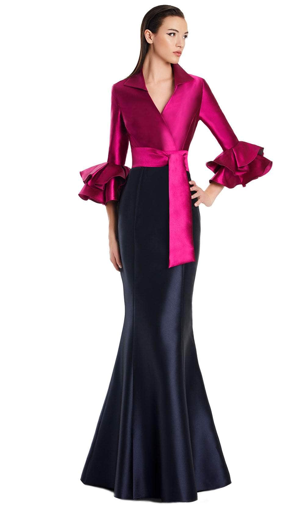 Alexander by Daymor 3087S25 - Wrap Bodice V-Neck Mermaid Gown Mother of the Bride Dresses 4 / Navy/Fuchsia