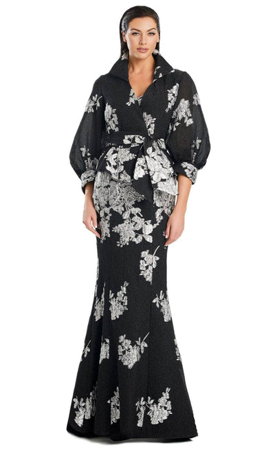 Alexander by Daymor 3088S25 - Wrap Jacket Floral Mermaid Gown Mother of the Bride Dresses 4 / Black/Silver