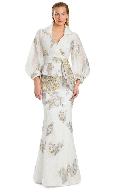 Alexander by Daymor 3088S25 - Wrap Jacket Floral Mermaid Gown Mother of the Bride Dresses 4 / White/Lilac Multi