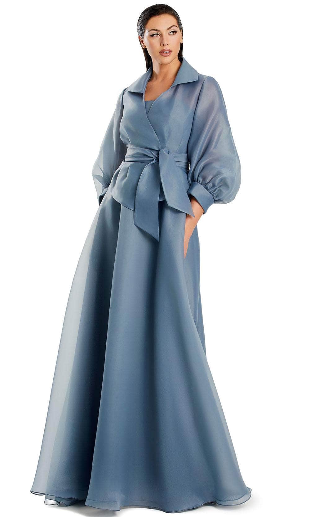 Alexander by Daymor 3090S25 - Straight Across Gown with Wrap Jacket Mother of the Bride Dresses 4 / Slate