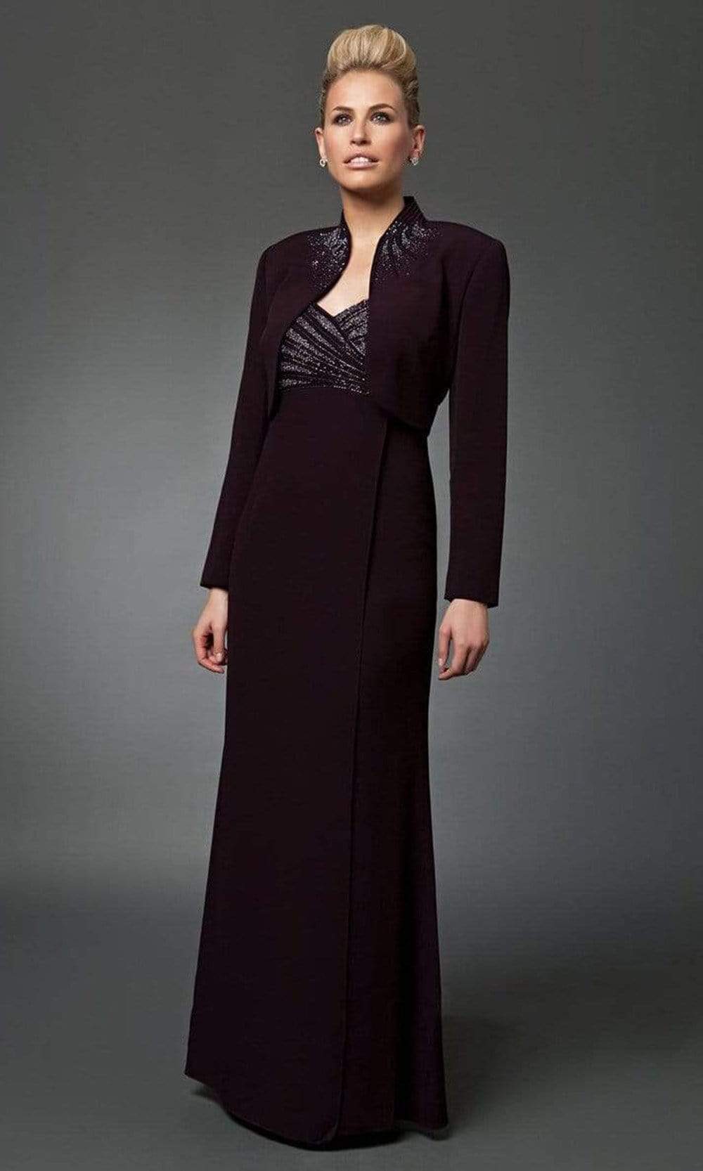 Alexander by Daymor - 3112 Beaded V-neck Dress With Bolero Mother of the Bride Dresses