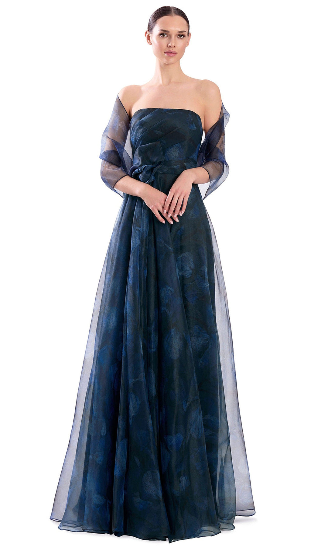 Alexander by Daymor 3304F26 - Floral Print High Slit Evening Gown