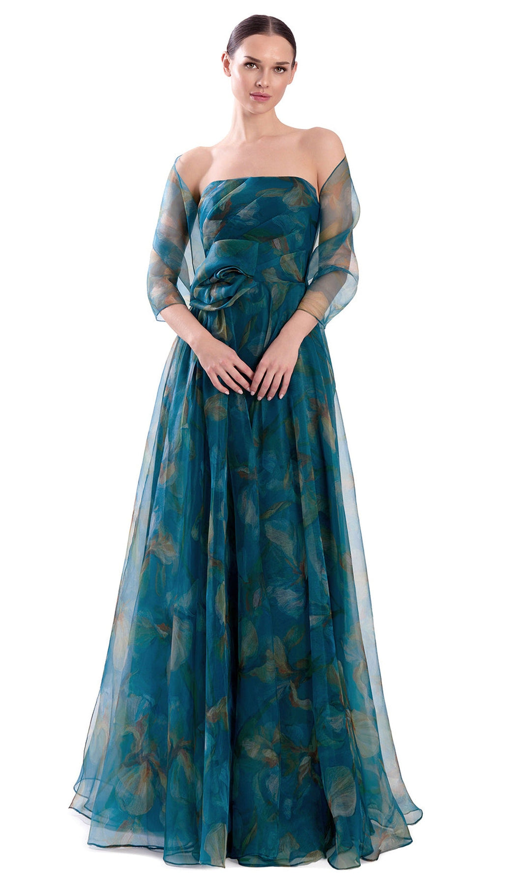 Alexander by Daymor 3304F26 - Floral Print High Slit Evening Gown