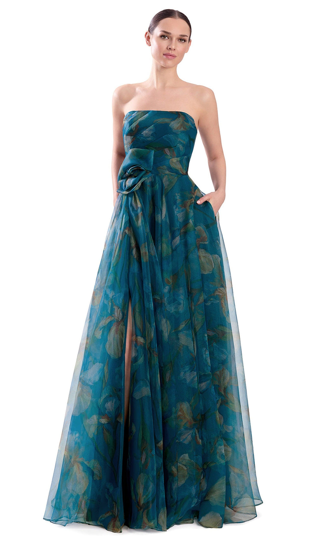 Alexander by Daymor 3304F26 - Floral Print High Slit Evening Gown