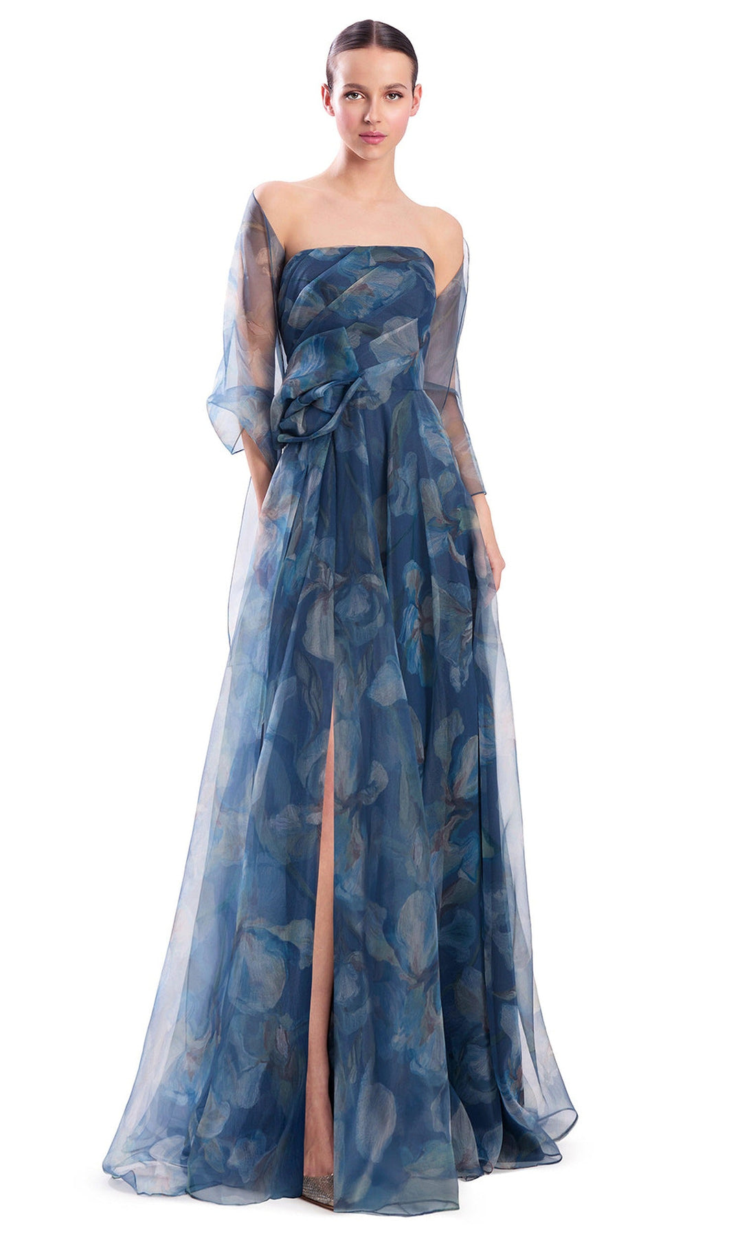 Alexander by Daymor 3304F26 - Floral Print High Slit Evening Gown