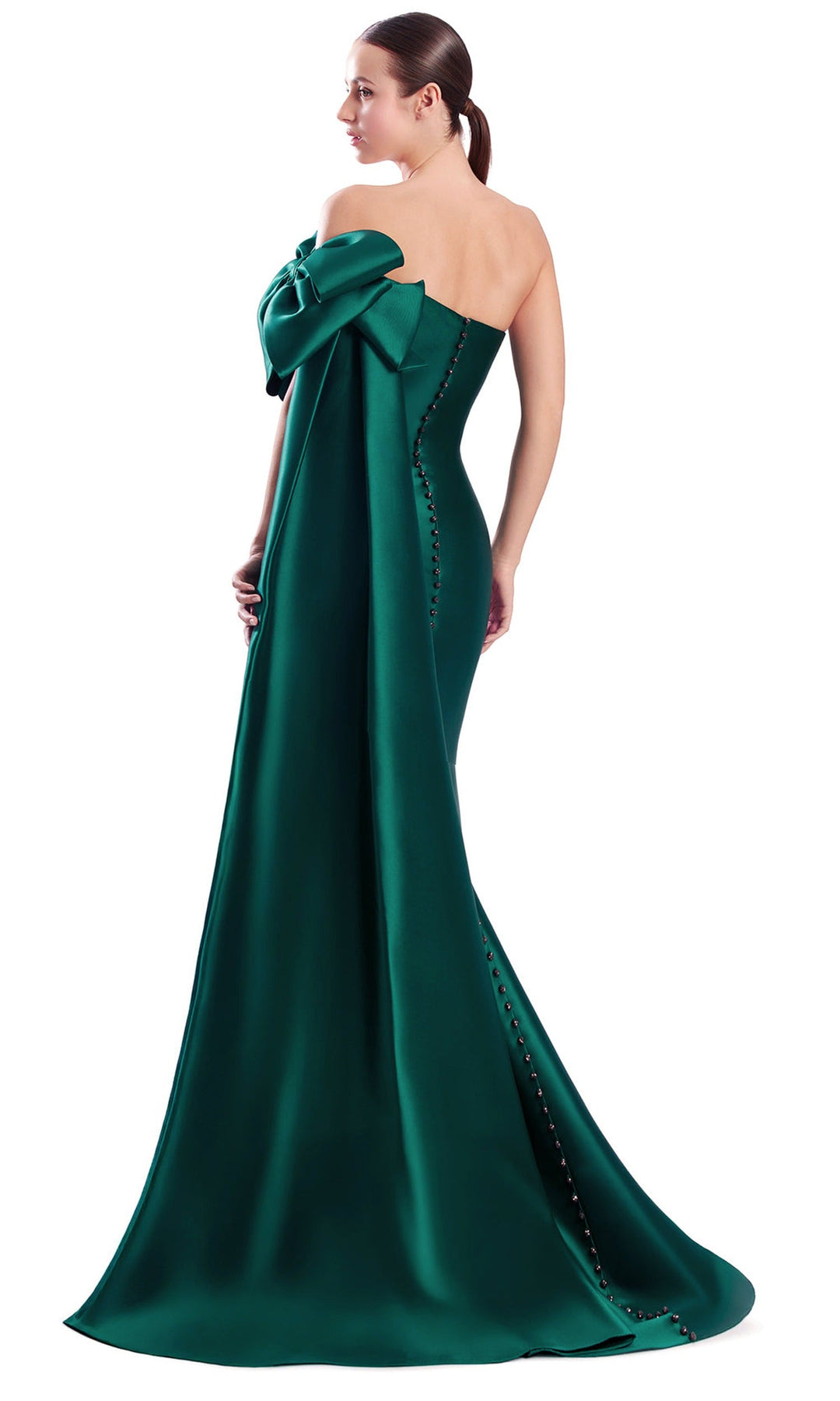Alexander by Daymor 3312F26 - Straight Neck Diagonal Pleated Evening Gown