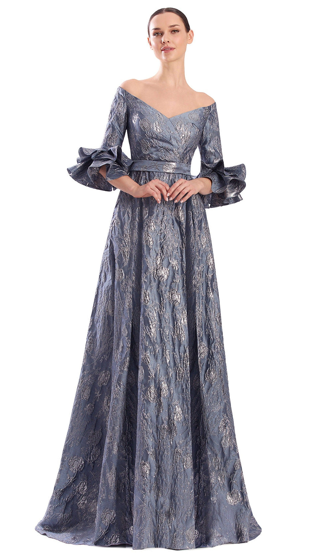 Alexander by Daymor 3322F26 - Off Shoulder Buttoned Back Evening Gown