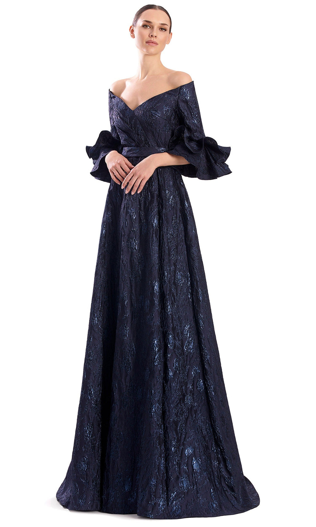 Alexander by Daymor 3322F26 - Off Shoulder Buttoned Back Evening Gown