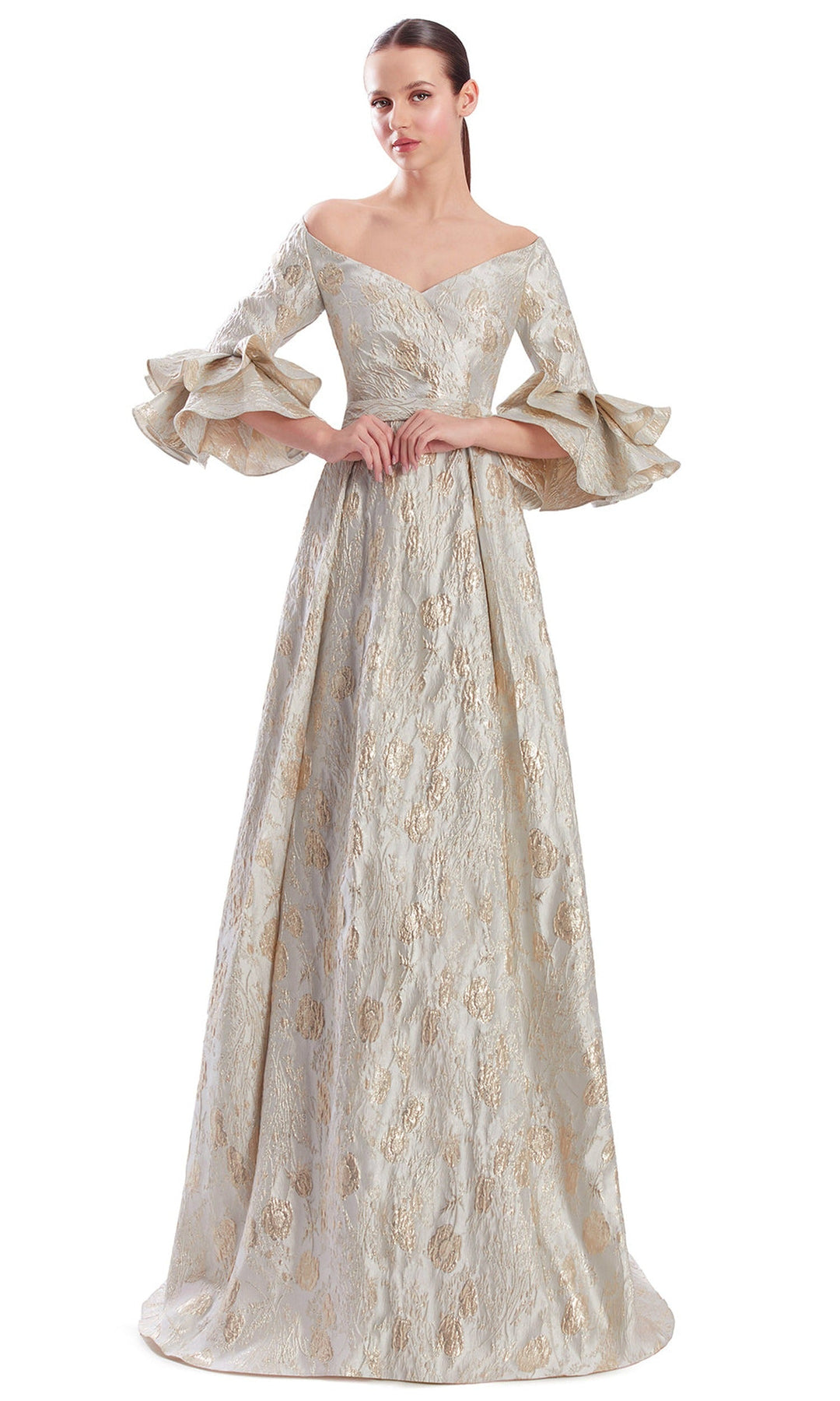 Alexander by Daymor 3322F26 - Off Shoulder Buttoned Back Evening Gown