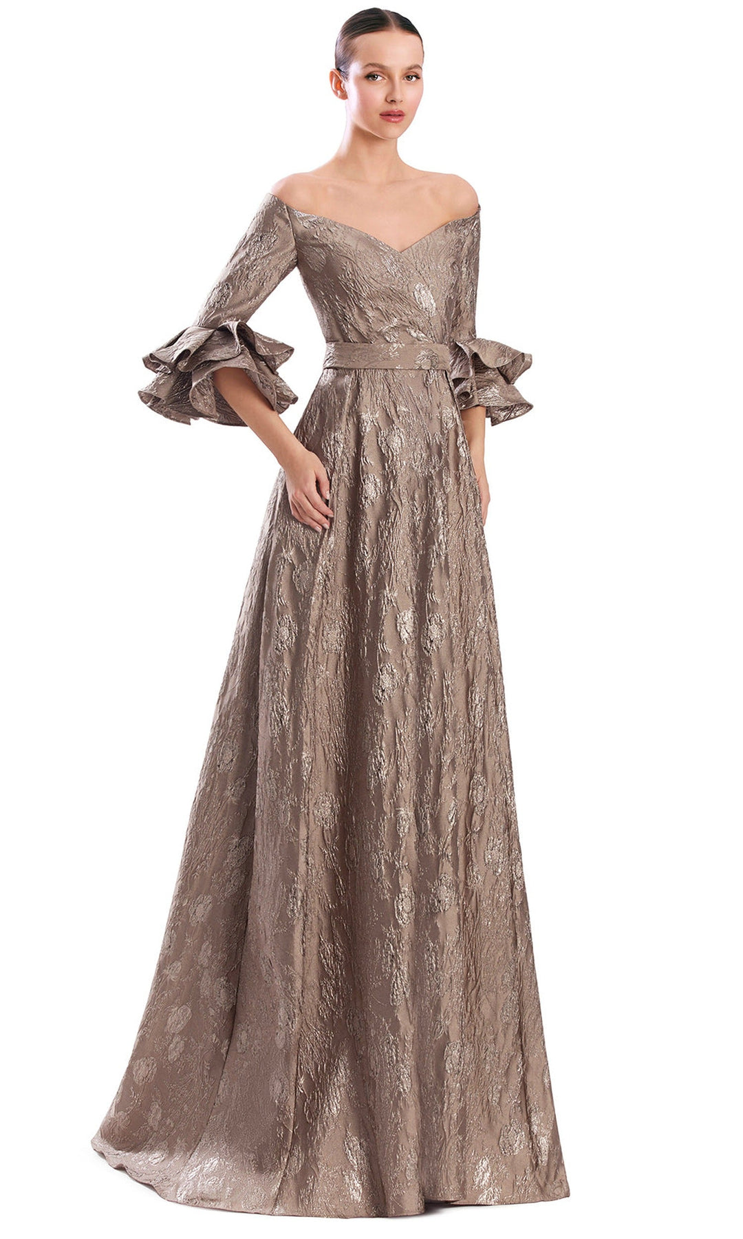 Alexander by Daymor 3322F26 - Off Shoulder Buttoned Back Evening Gown