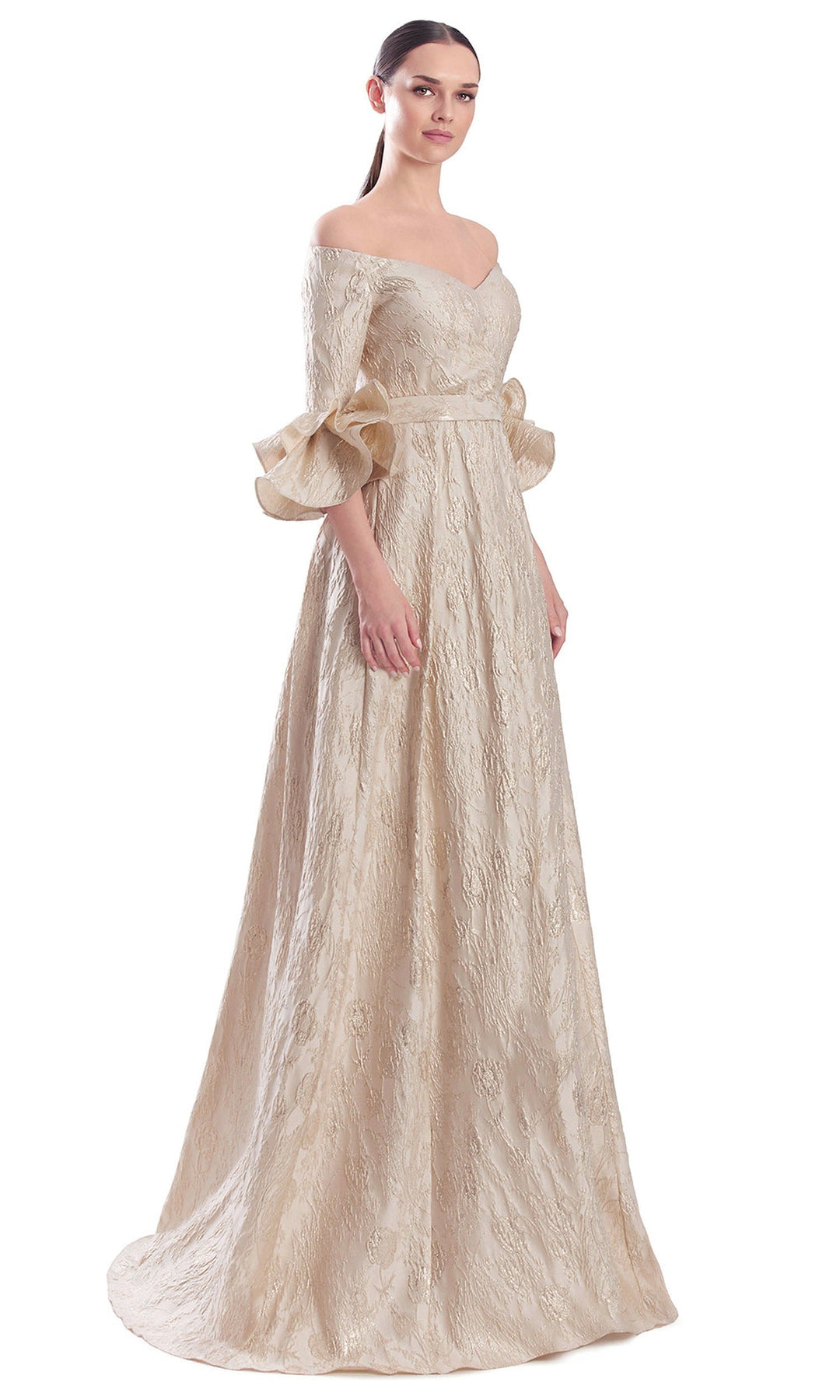 Alexander by Daymor 3322F26 - Off Shoulder Buttoned Back Evening Gown