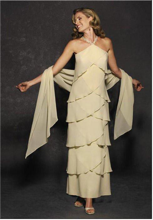 Alexander by Daymor - 3451 Embellished Halter Layered Sheath Evening Dress Wedding Guest