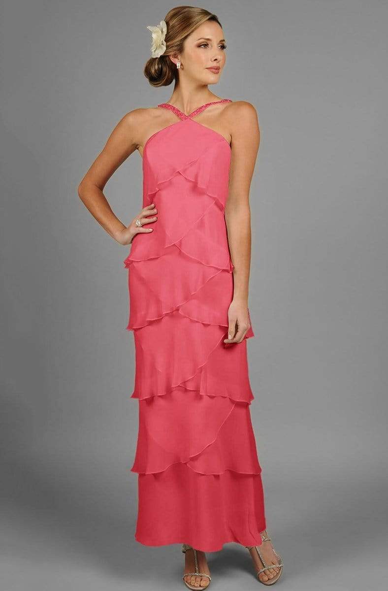Alexander by Daymor - 3451 Ornate Strap Halter Layered Sheath Evening Dress Mother of the Bride Dresses