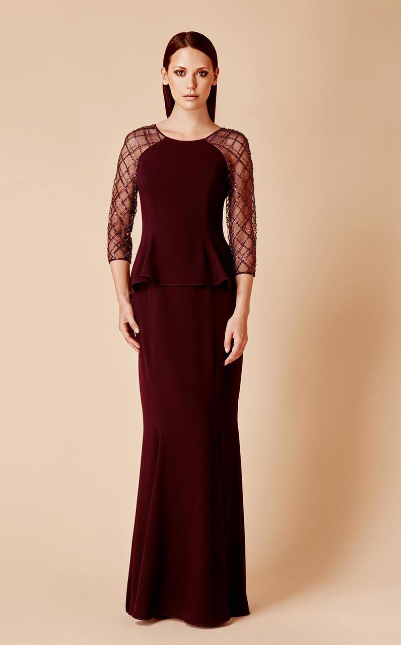 Alexander by Daymor - 650 Embellished Bateau Sheath Dress Mother of the Bride Dresses 2 / Aubergine