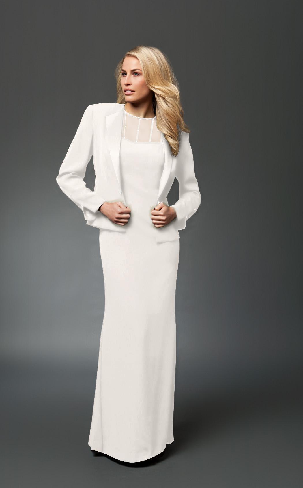 Alexander by Daymor - 702105 Classy Sheer Beaded Sheath Gown With Jacket
