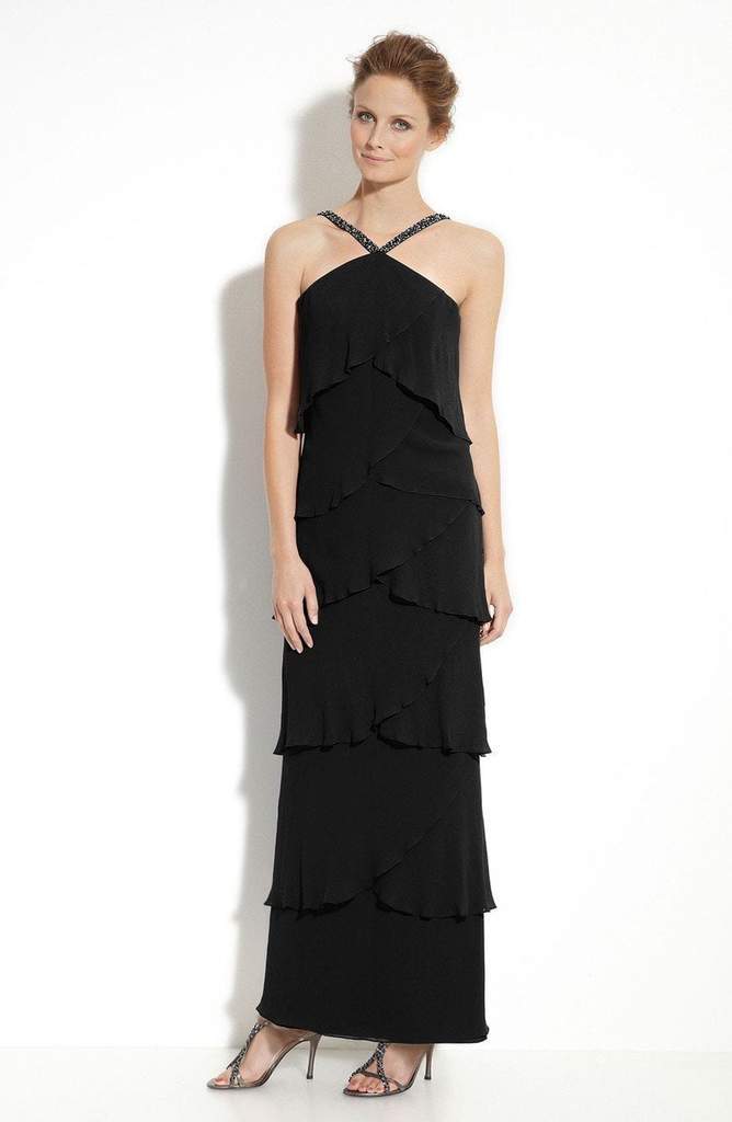 Alexander by Daymor - 703451 Beaded Straps Tiered Halter Evening Dress Mother of the Bride Dresses