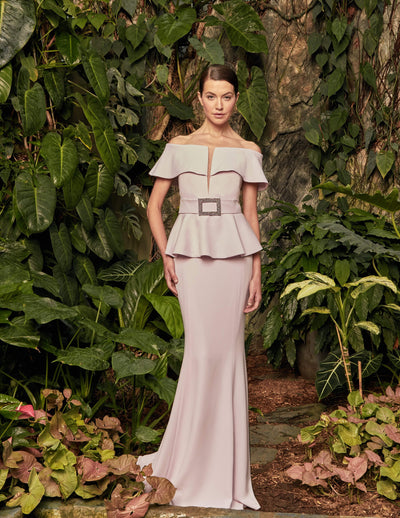 Alexander by Daymor - 950 Off-Shoulder Peplum Trumpet Dress Mother of the Bride Dresses 2 / Soft Lilac