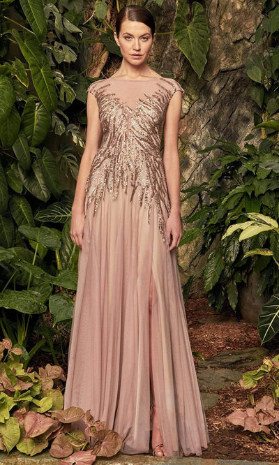 Alexander by Daymor - 957 Beaded Bateau A-Line Dress Mother of the Bride Dresses 2 / Quartz