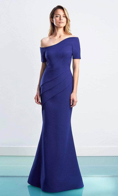 Alexander by Daymor - Asymmetric Pleated Evening Dress 1451 - 1 pc Quartz in Size 6 Available Mother of the Bride Dresses 12 / Navy