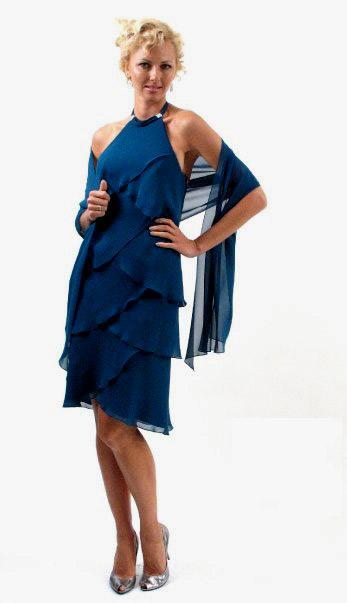 Alexander by Daymor - Halter Neck Layered Sheath Dress 9010 Mother of the Bride Dresses 2 / Teal Blue