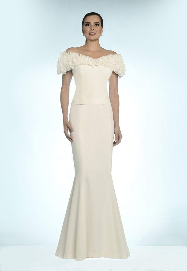Alexander by Daymor - Ruffled Off Shoulder Mermaid Gown 702003 Mother of the Bride Dresses 2 / Bone