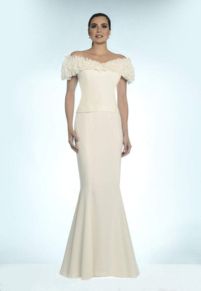 Alexander by Daymor - Ruffled Off Shoulder Mermaid Gown 702003 Mother of the Bride Dresses 2 / Bone