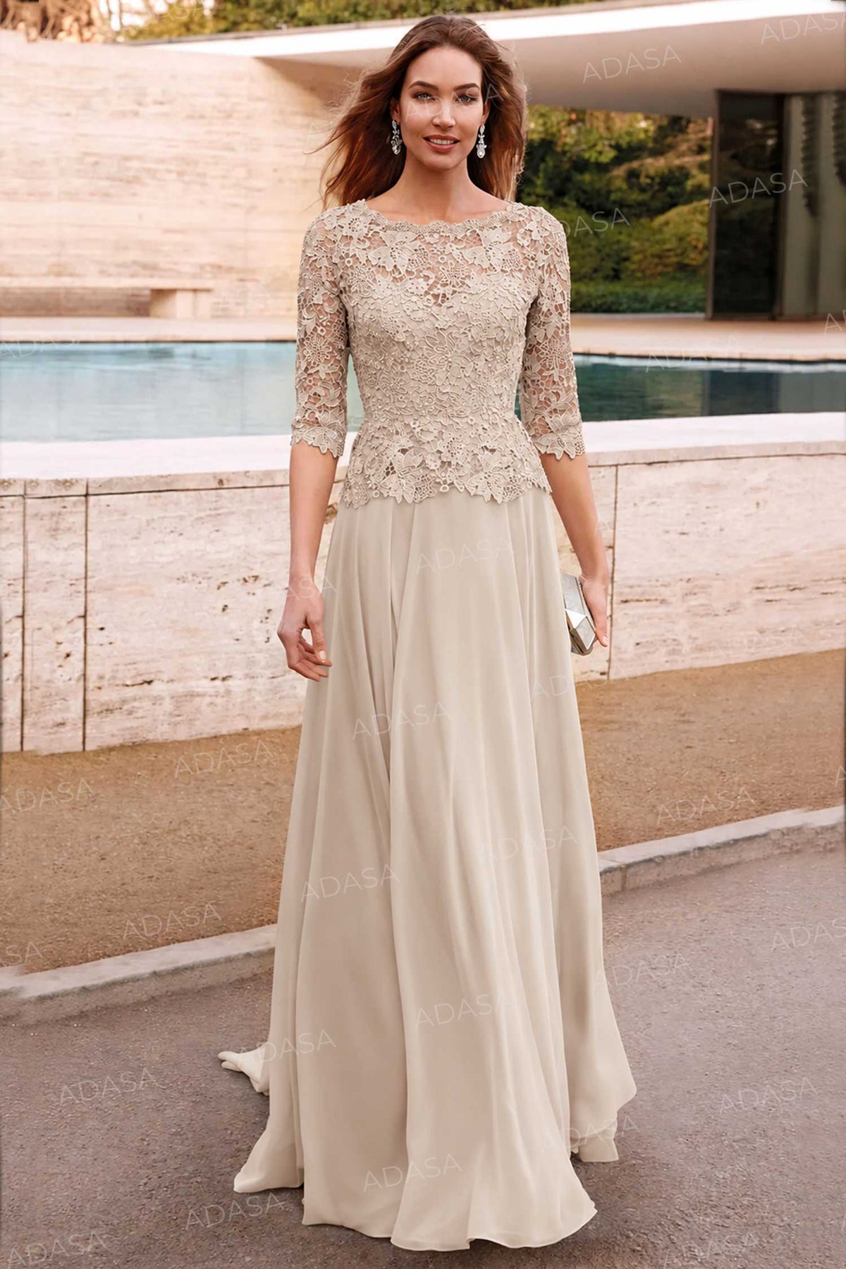 Alyce Paris 27470 - Three-Quarter Sleeve Lace A-Line Gown