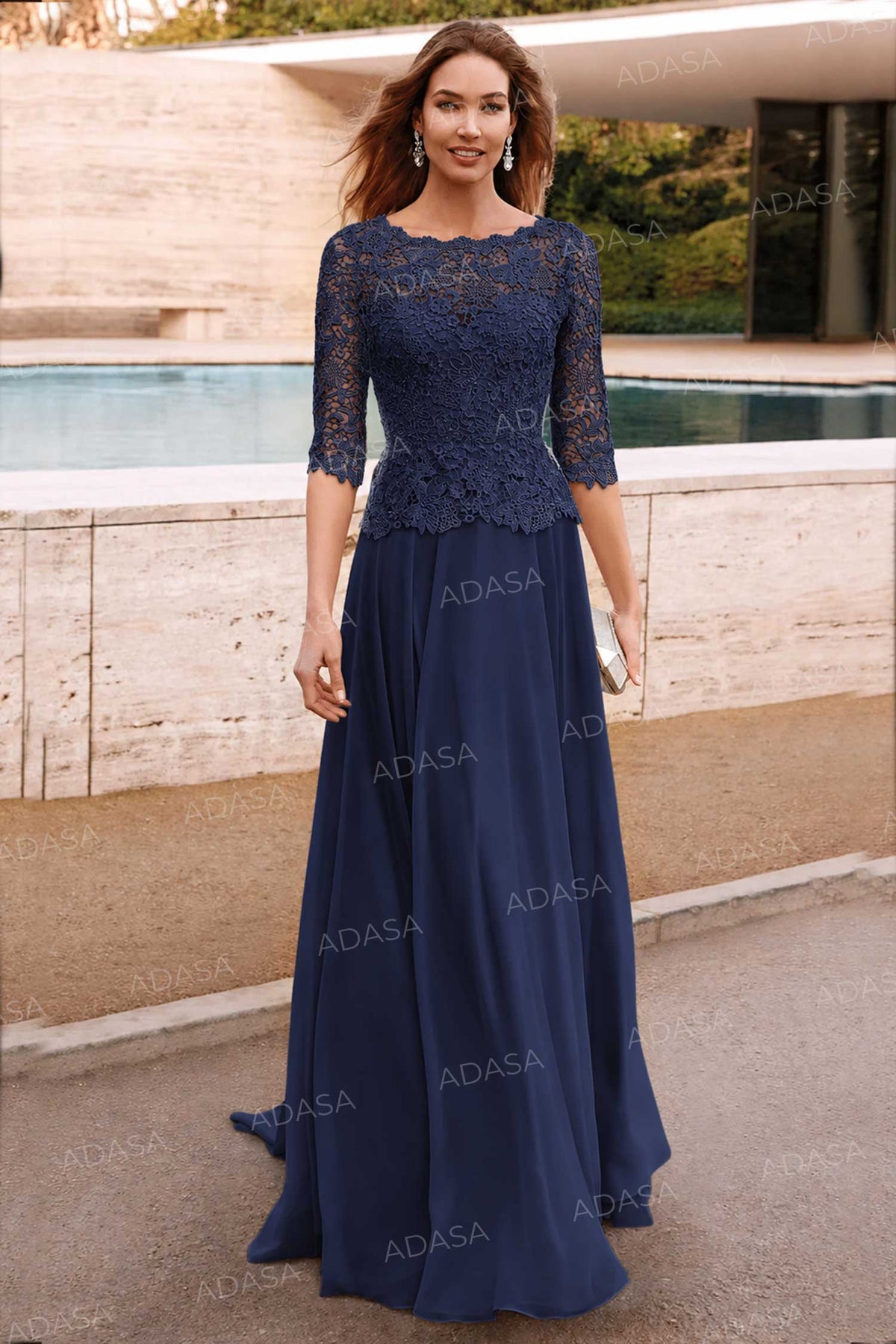 Alyce Paris 27470 - Three-Quarter Sleeve Lace A-Line Gown