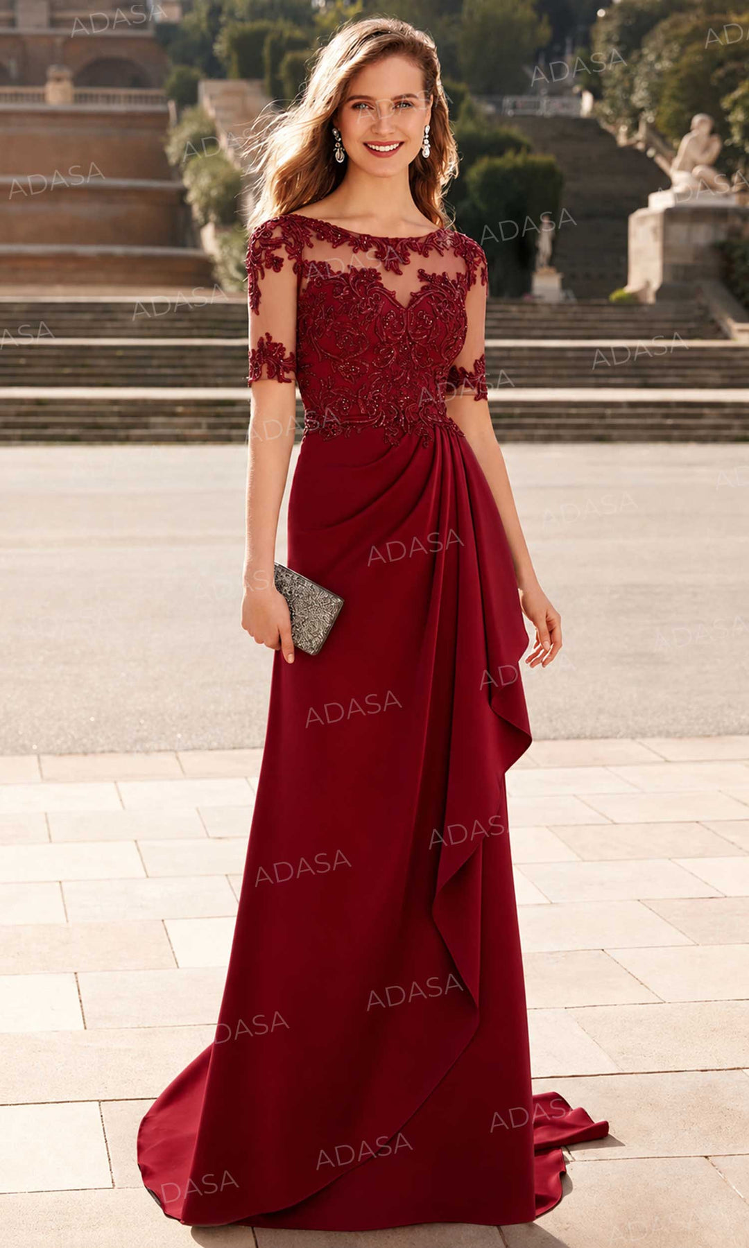 Alyce Paris 27477 - Short Sleeve Draped Formal Gown