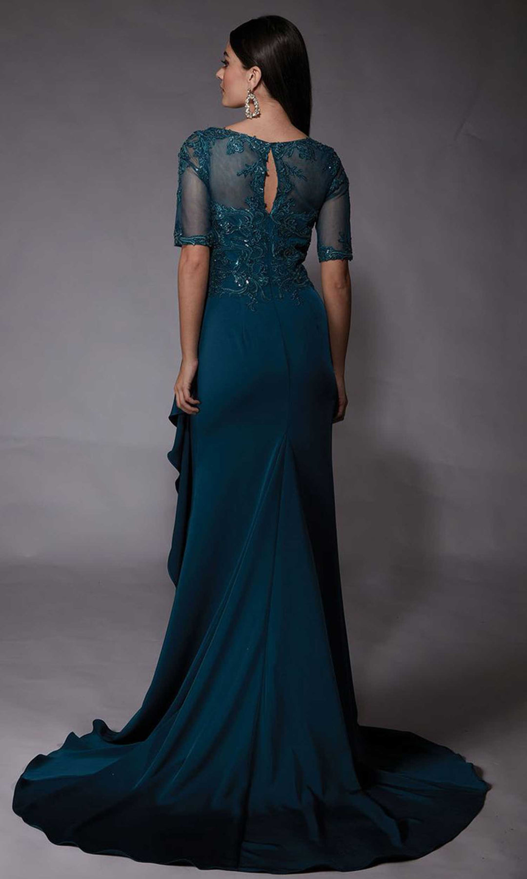 Alyce Paris 27477 - Short Sleeve Draped Formal Gown