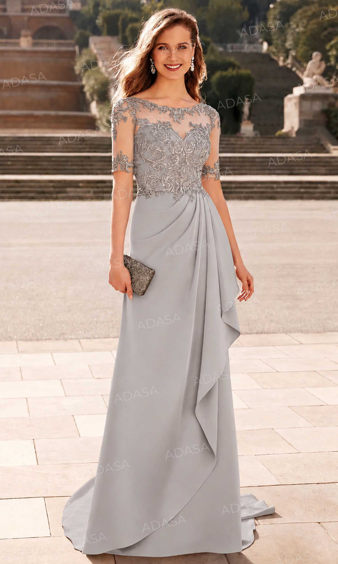 Alyce Paris 27477 - Short Sleeve Draped Formal Gown