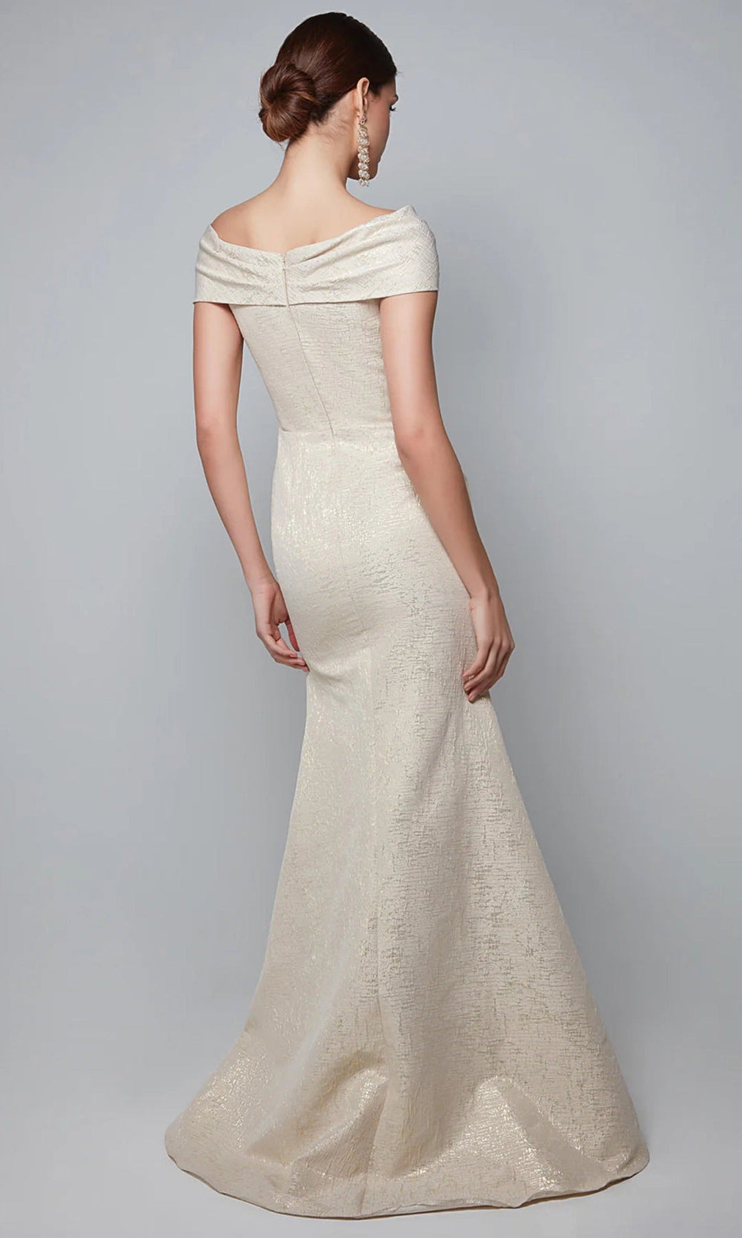 Alyce Paris 276131 Twisted Off Shoulder Jacquard Gown