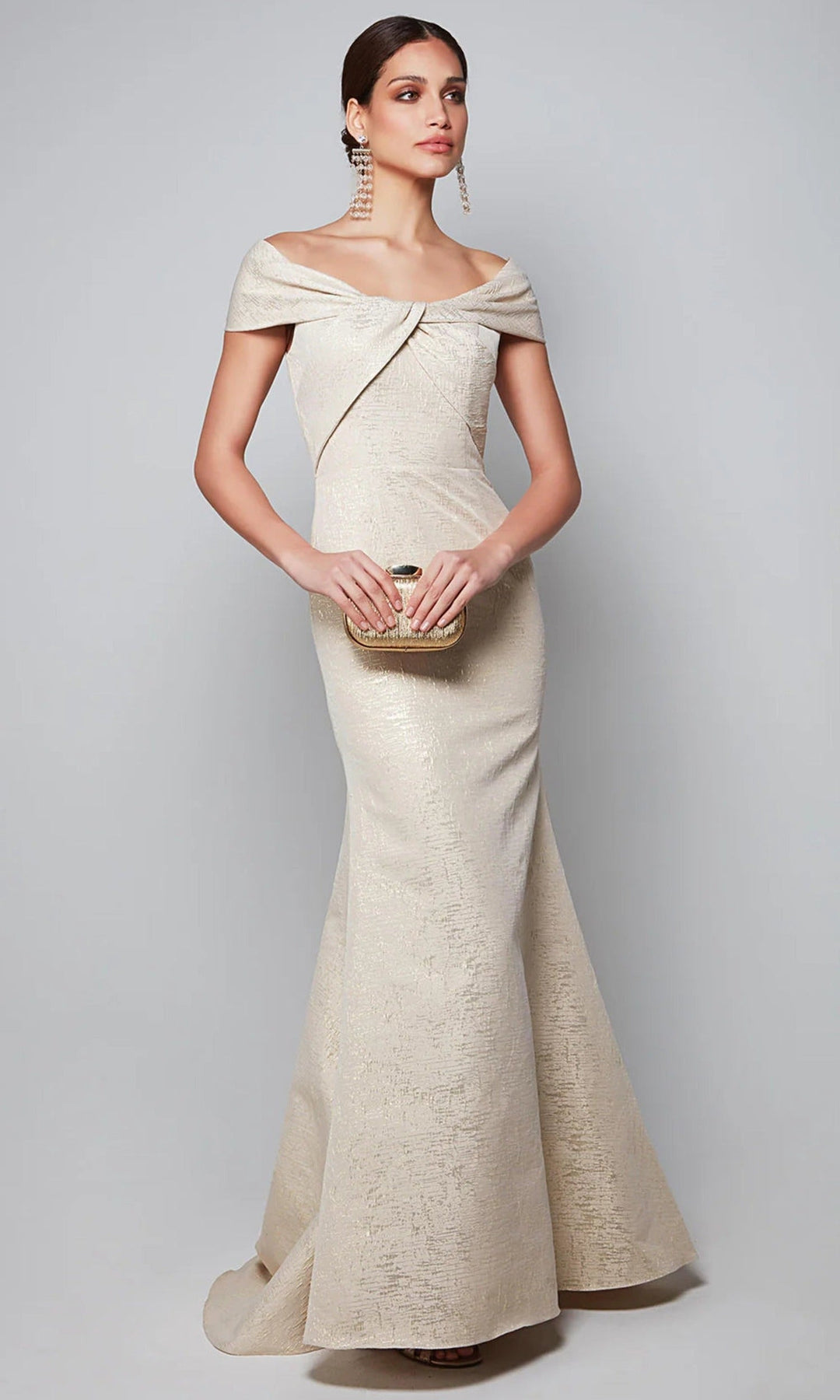 Alyce Paris 276131 Twisted Off Shoulder Jacquard Gown