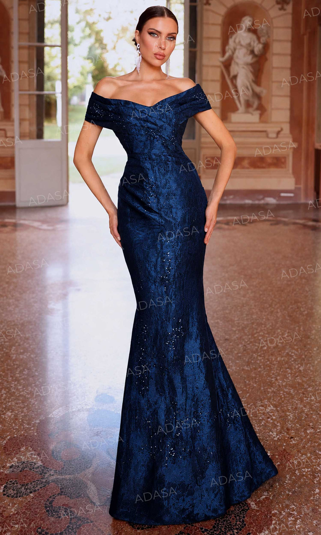 Alyce Paris 27733 - Pleated Bodice Jacquard Evening Dress