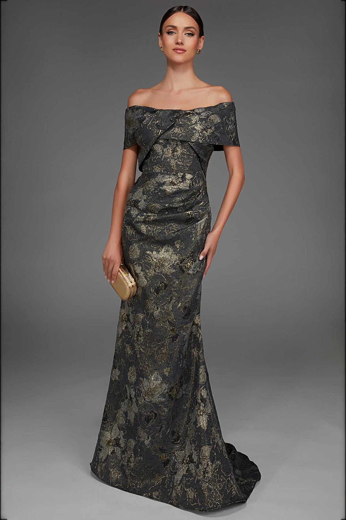 Alyce Paris 27802 - Folded Off Shoulder Textured Evening Gown