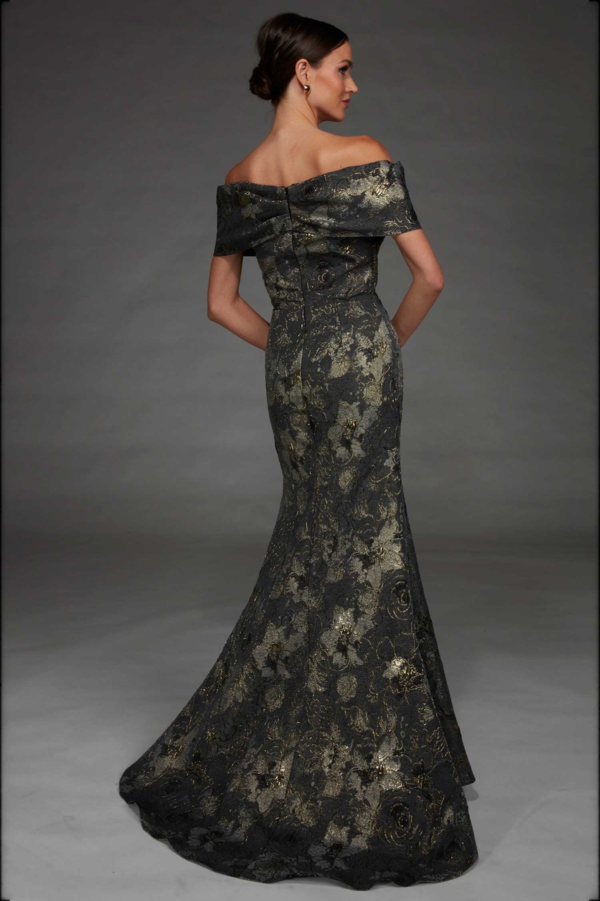 Alyce Paris 27802 - Folded Off Shoulder Textured Evening Gown