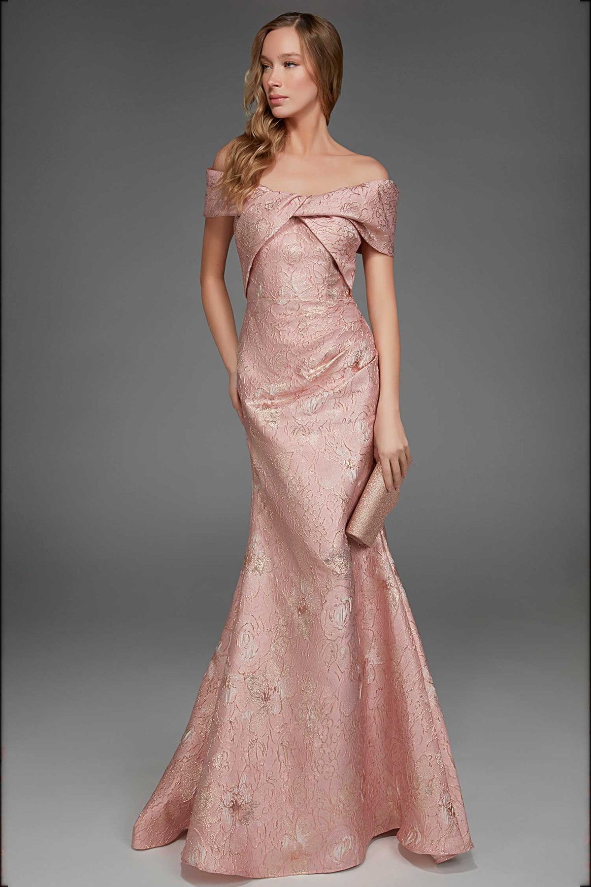 Alyce Paris 27802 - Folded Off Shoulder Textured Evening Gown